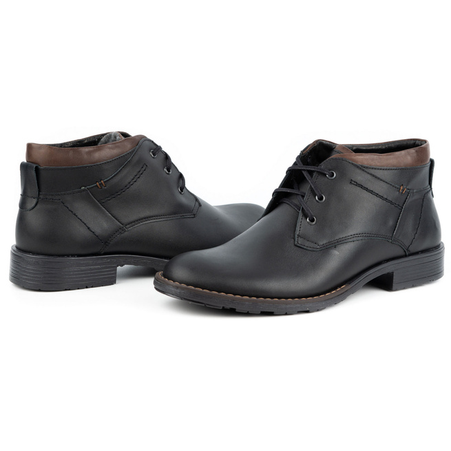 Pánské zimní kožené boty J38S černé