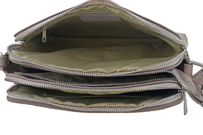 Stylowa torebka crossbody trzykomorowa - Beżowa
