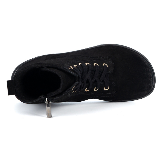 Buty damskie barefoot zimowe skórzane Olivier Liv 1303 ocieplane czarne nubuk