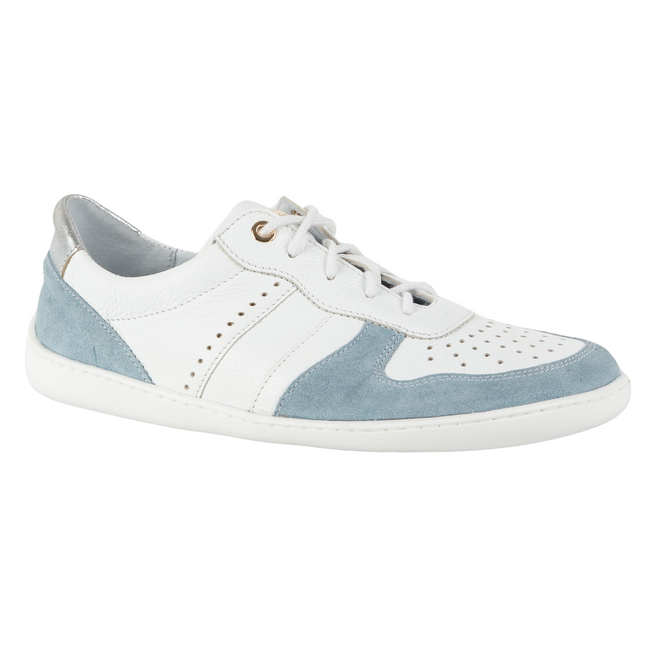 Buty barefoot skórzane Olivier 1773POL – lekkie sneakersy minimalistyczne białe z niebieskim