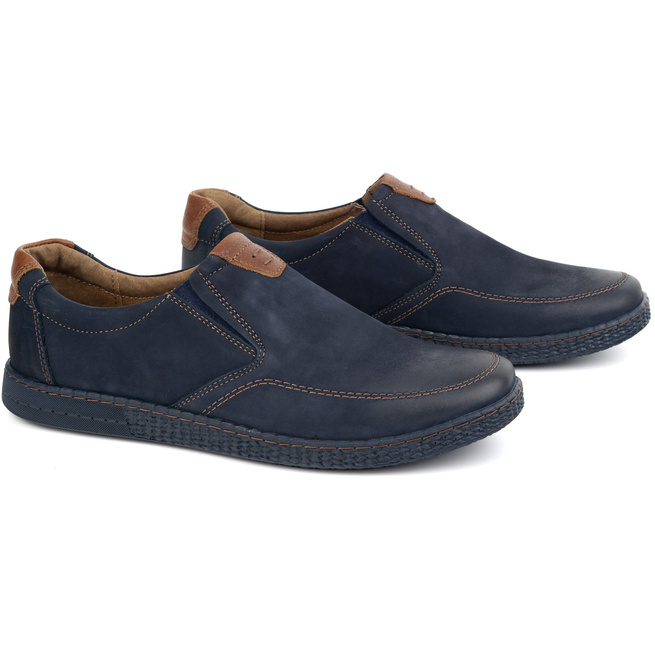 Buty męskie skórzane Casual 854/2 granatowe