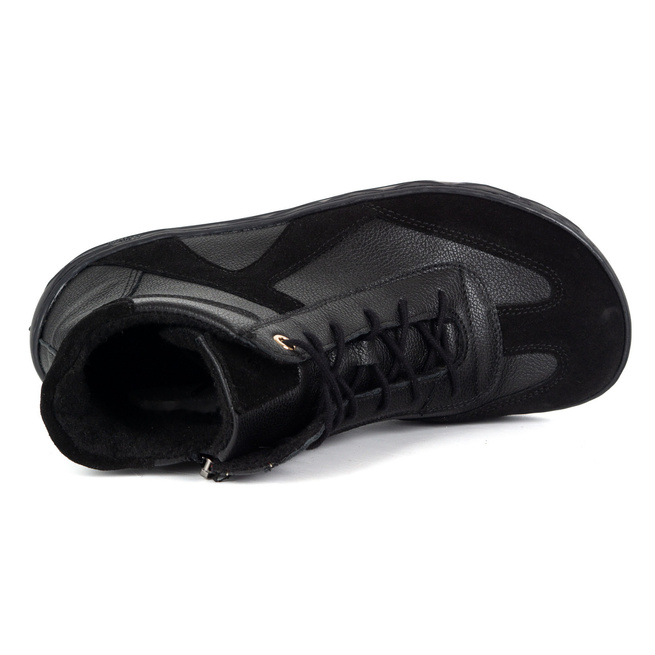Buty damskie barefoot skórzane zimowe minimalistyczne 1294 czarne