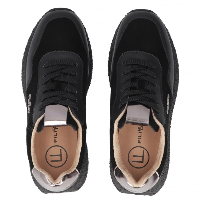 Skórzane sneakersy Filippo  DP7405/25 BK czarne