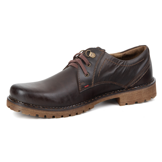 Buty męskie skórzane OLIVIER 312GT  ciemno brązowe