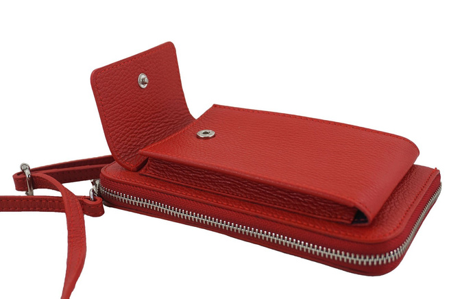 Peněženka / pouzdro na telefon z přírodní kůže - Powder pink