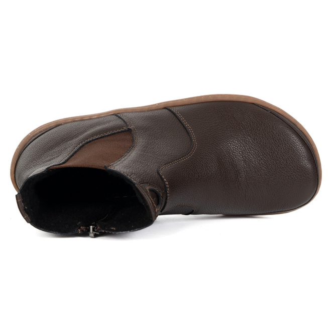 Damskie buty barefoot sztyblety z zamkiem ocieplane 1263 brązowe