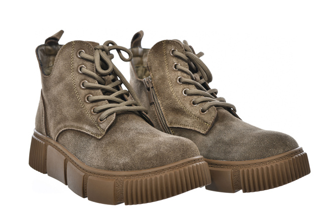 Dámské zateplené kožené boty Big Star SS274594 beige