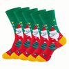5 par Skarpety świąteczne bawełniane Mikołaj Zestaw na prezent zielone