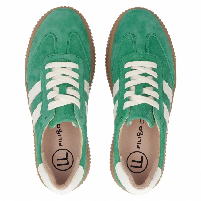 Skórzane sneakersy Filippo DP6776/25 zielony zamsz