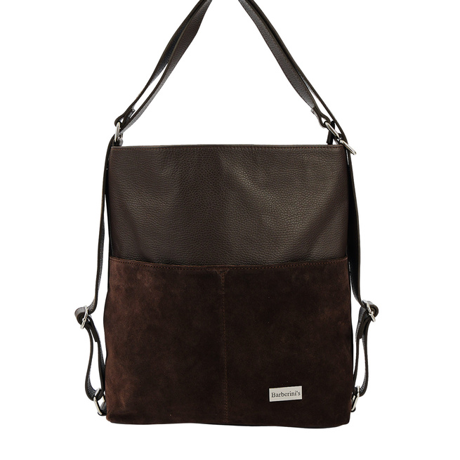 Torebka plecak z zamszem - Brązowa ciemna