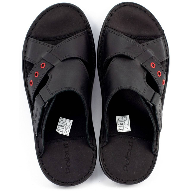 Pánské kožené žabky SA05 black