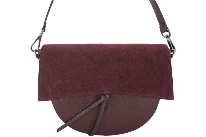 Modna torebka damska z zamszową klapką - Bordowa