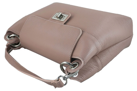 Torebka damska skórzana crossbody  Różowa pudrowa 