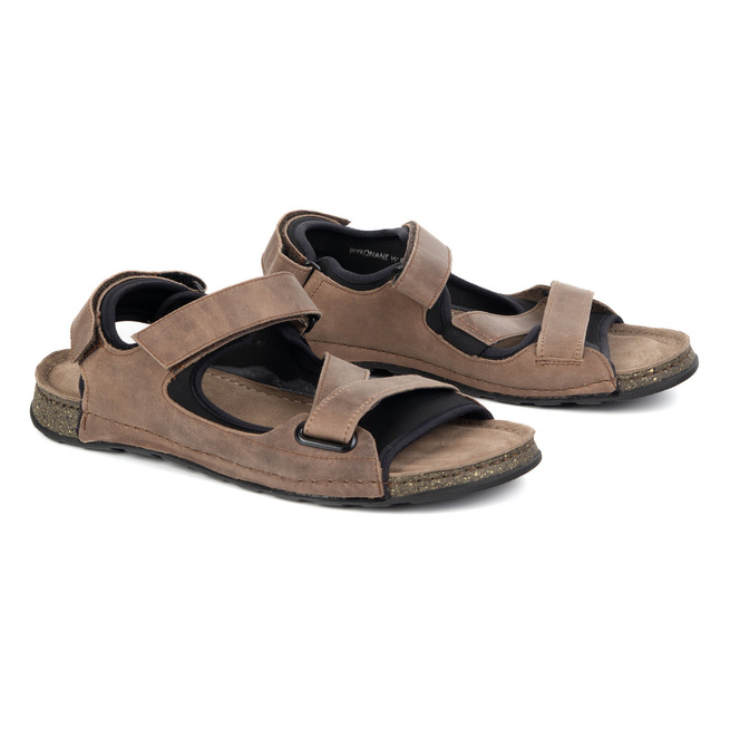 Sandały męskie skórzane Wasak 0244W brązowe