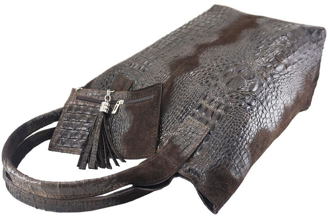 Módní kožená taška - CROCO - Hnědá tmavá