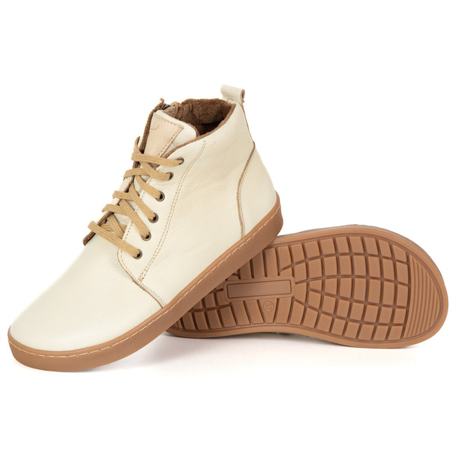 Dámské kožené zimní boty barefoot Z-B04 ecru