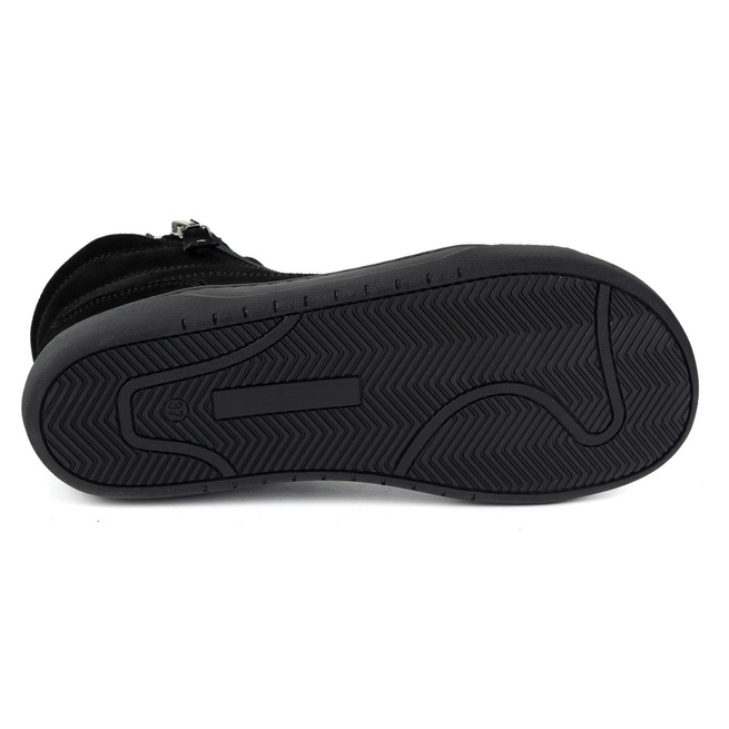 Damskie minimalistyczne buty skórzane zimowe barefoot 1261 czarny welur