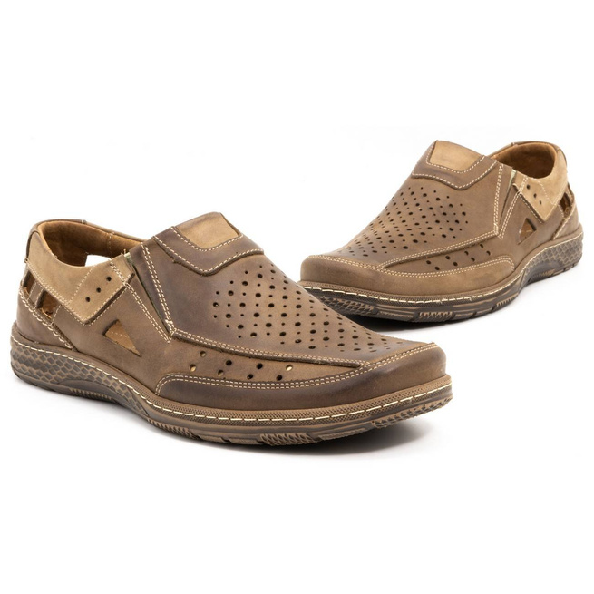 Buty męskie mokasyny skórzane 893MP ciemny brąz
