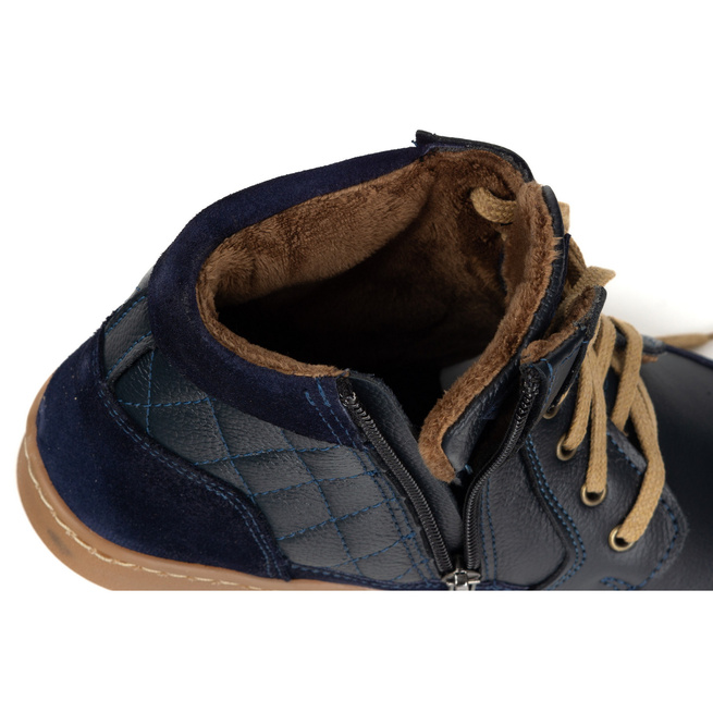 Buty damskie zimowe barefoot skórzane Z-B05 granatowe