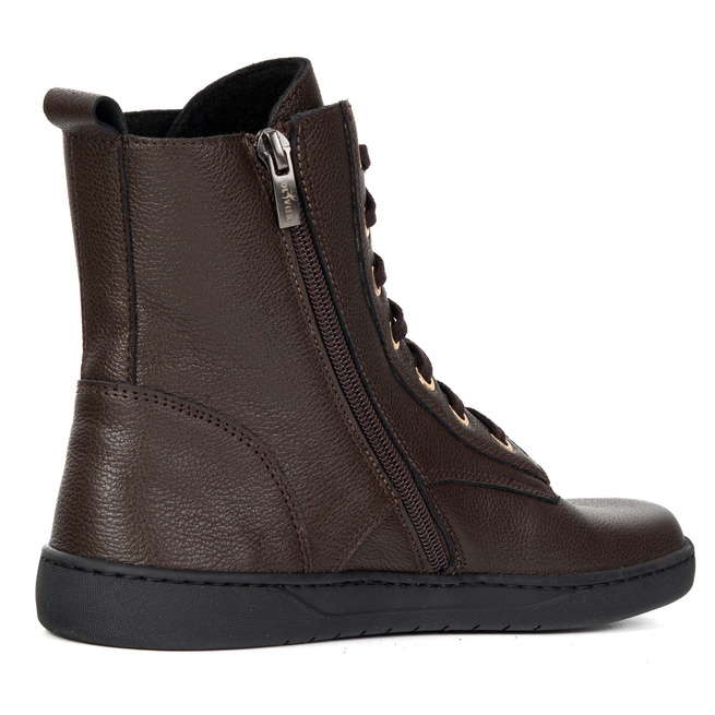 Buty damskie barefoot zimowe skórzane Olivier Liv 1303 ocieplane brązowe