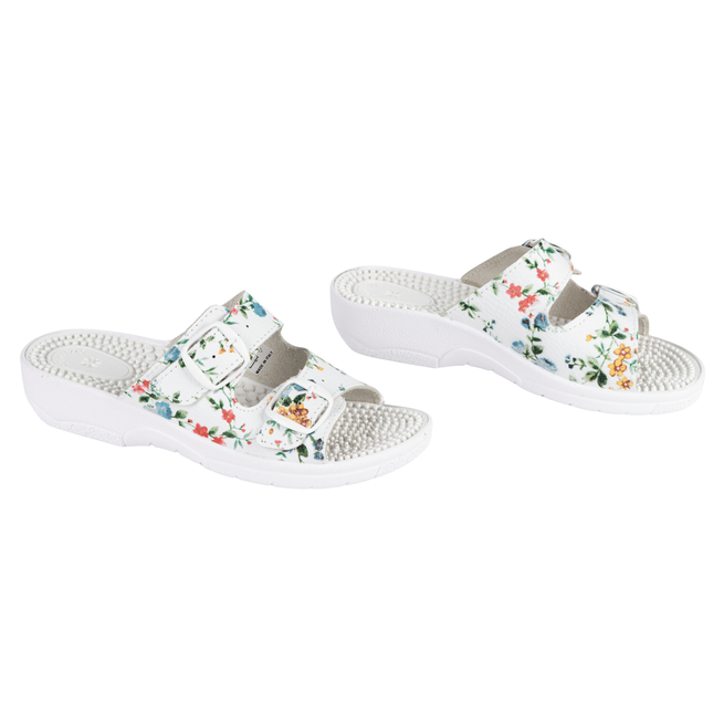 Buty damskie klapki regulowane fakirki masujące z kolcami NADIA kwiatowe wzory