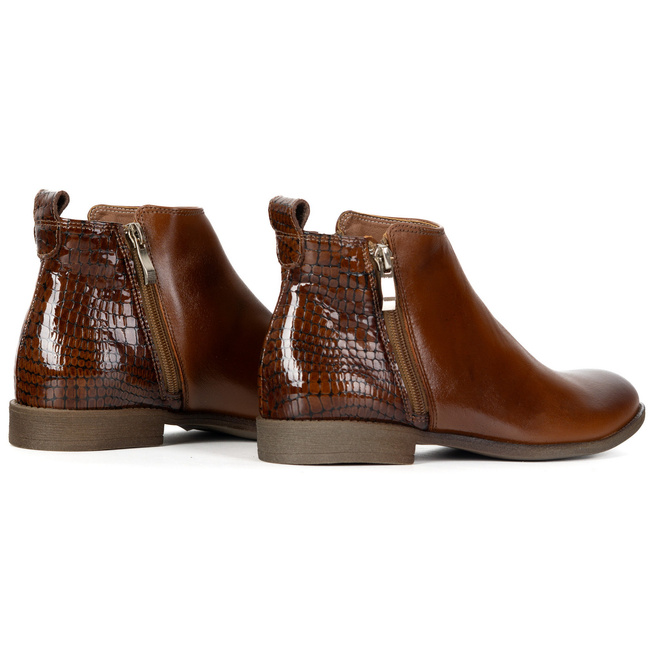 Botki jesienne BTZ skórzane AURORA brązowe