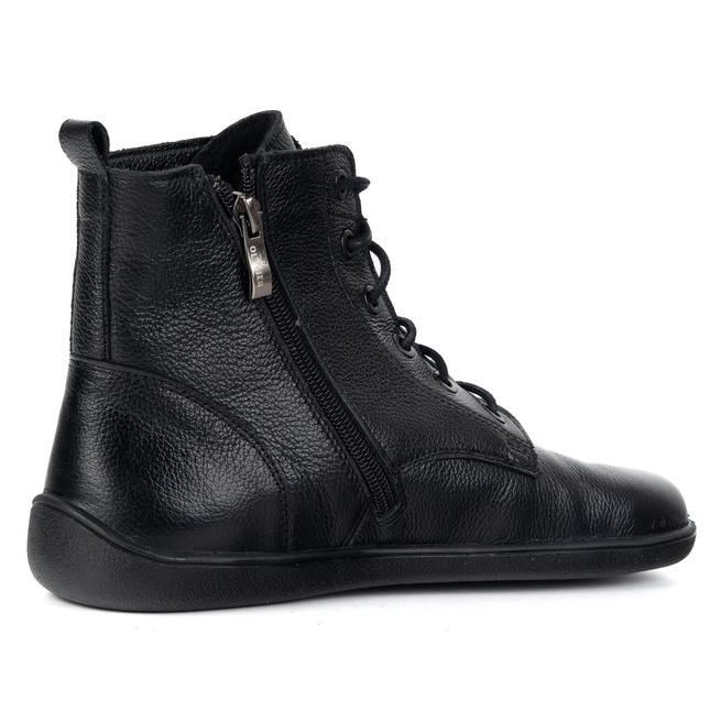 BAREFOOT dámské kožené boty 1795POL - zateplené, šněrovací se zipem