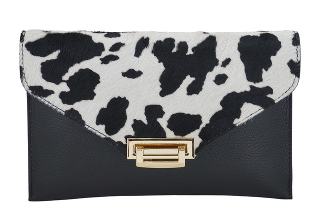 Kožená taška do ruky a přes rameno - černá