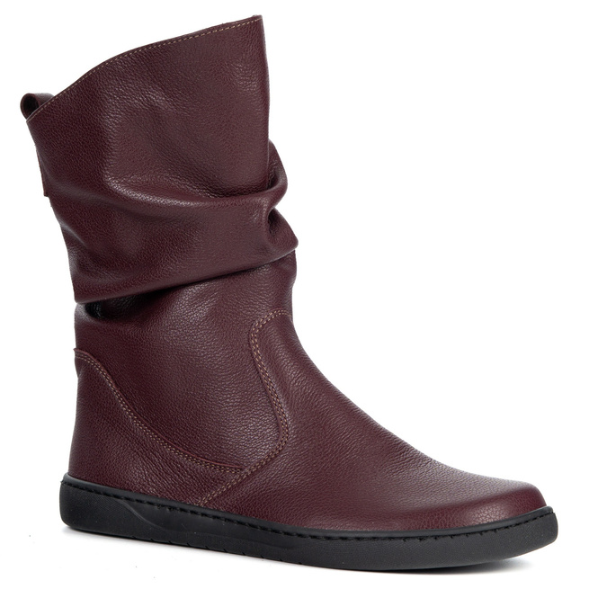 Dámské boty BAREFOOT zateplené kožené Freja Polish burgundy face