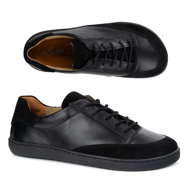 Pánské barefoot boty z pravé kůže model OLIVIER Reno black 0548MP