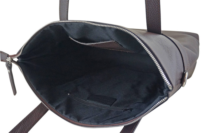 Torebka skórzana shopper na ramię - Brązowa ciemna