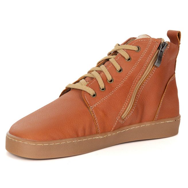 Dámské kožené zimní boty barefoot Z-B04 červené