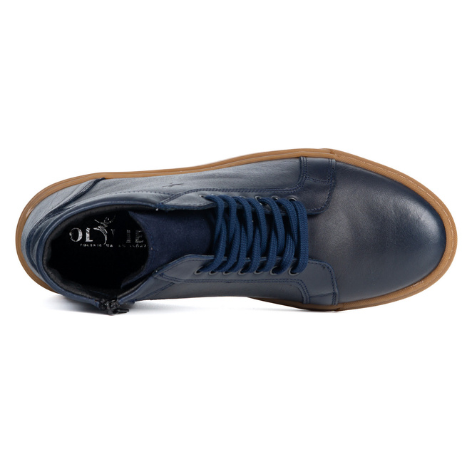 Buty Męskie sneakersy skórzane 532KNT wysokie obuwie przejściowe