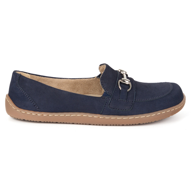 Dámské minimalistické kožené mokasíny Barefoot 1288AR navy blue nubuk