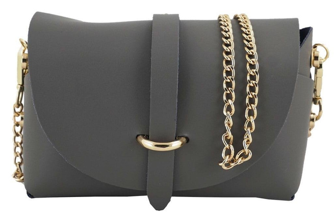 Módní kožená společenská poštovní taška - šedá