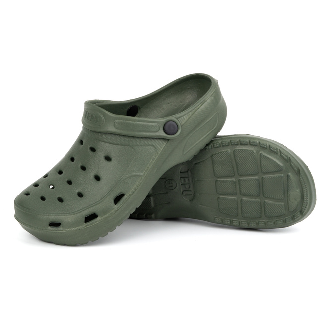 Pantofle lehké dřeváky khaki green