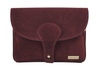Semišová poštovní taška se širokým popruhem - bordó