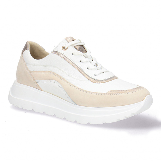 Pollonus dámské kožené polobotky white+gold 5-1721-001