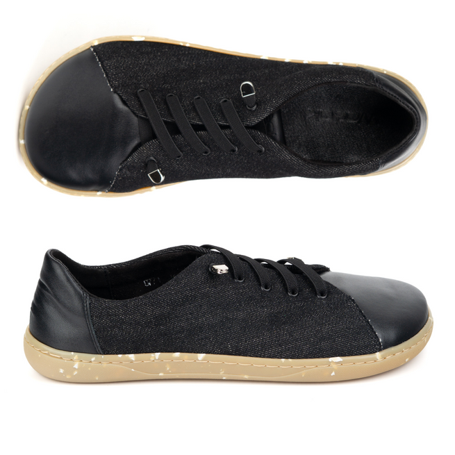 Dámská minimalistická kožená obuv barefoot 0771W black denim
