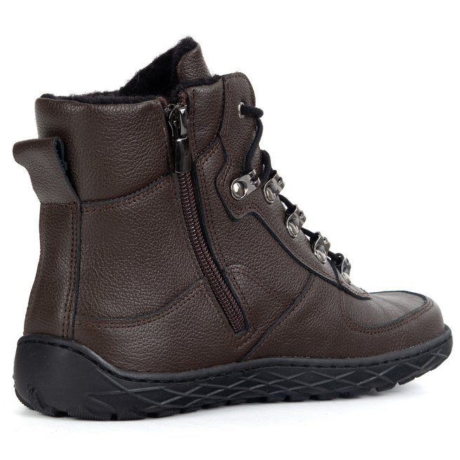 Barefoot zimní dámské kožené zateplené vlněné traperské boty hnědé 1292