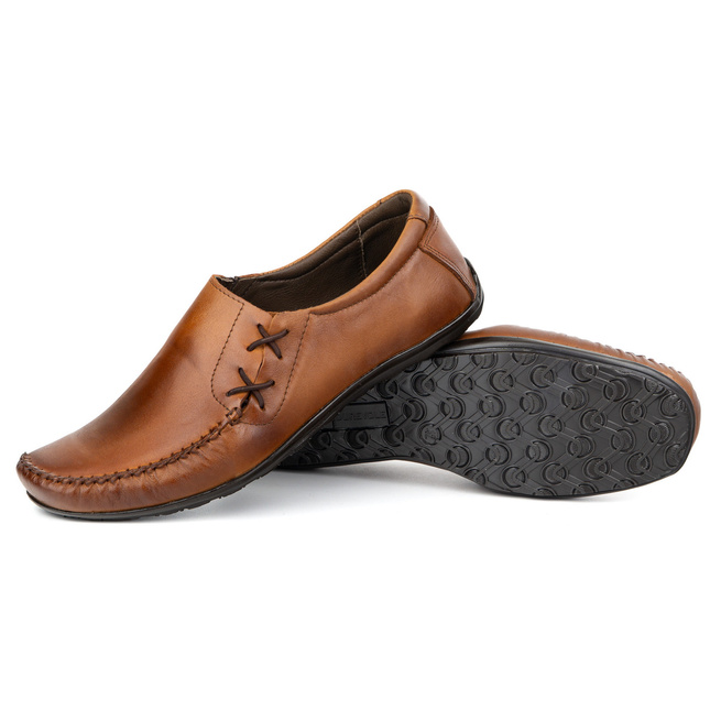 Pánské mokasíny slip-on kožené boty 306KZ hnědé