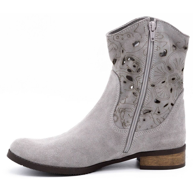 Dámské semišové prolamované boty Jess light grey