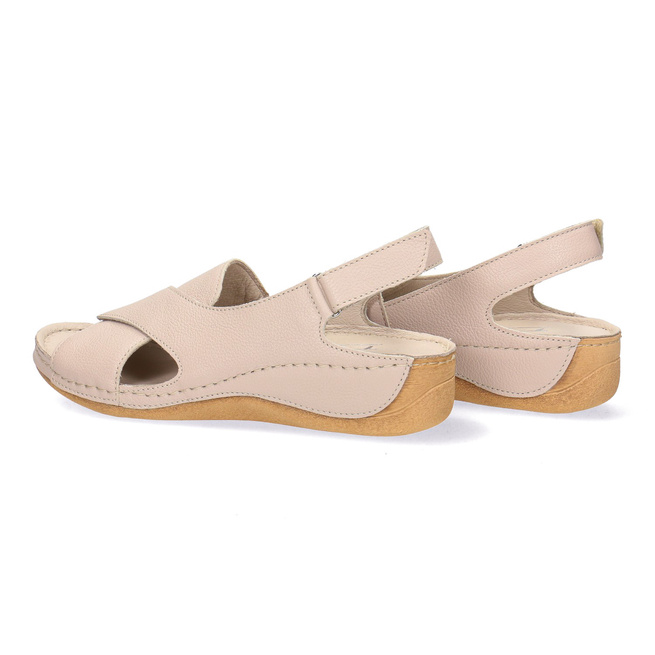Dámské robustní kožené sandály na suchý zip Pollonus vanilla verona 5-1628-001