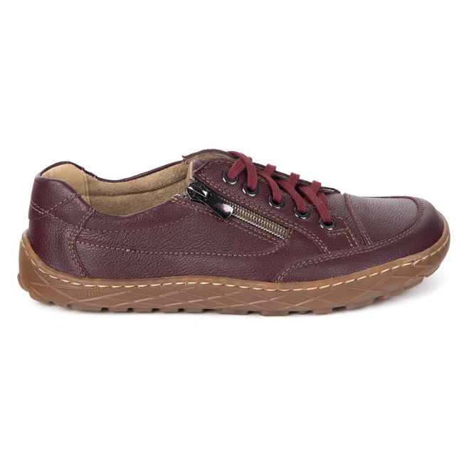 BAREFOOT Damskie minimalistyczne półbuty skórzane OLIVIER 770/2 bordowe