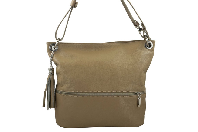 Skórzana torebka włoska Barberinis - Beżowa