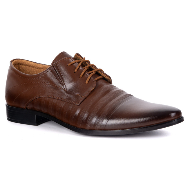 Buty męskie wizytowe skórzane 256T5 brązowe