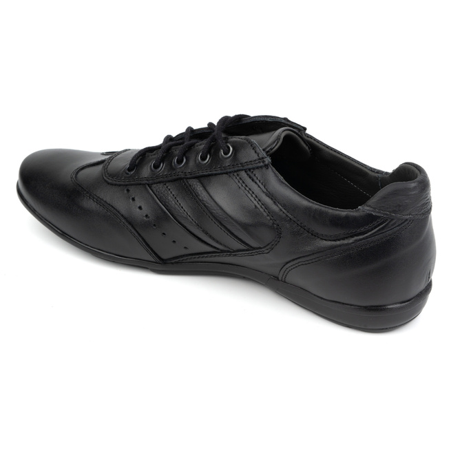 Buty męskie skórzane czarne sport style 7004DT czarne