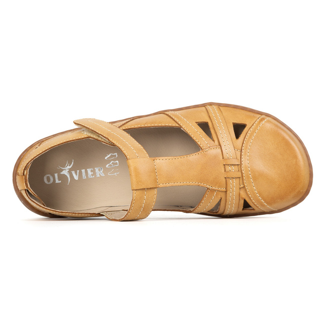 Buty damskie BAREFOOT Ultralekkie półsandały Olivier 1285 na rzep rude