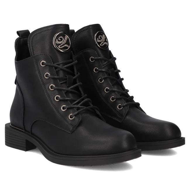 Skórzane trzewiki Filippo DBT7436/25 BK