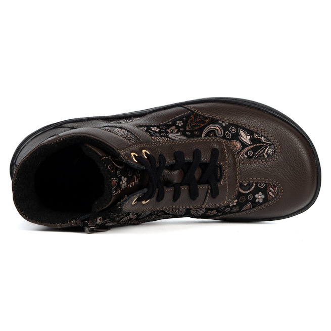 Zimowe buty barefoot Olivier Reese – minimalistyczne skórzane botki dla kobiet brązowe